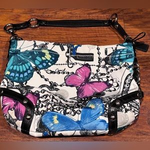 Coach Carly Satin Butterfly Print Shoulder Bag. Like New.